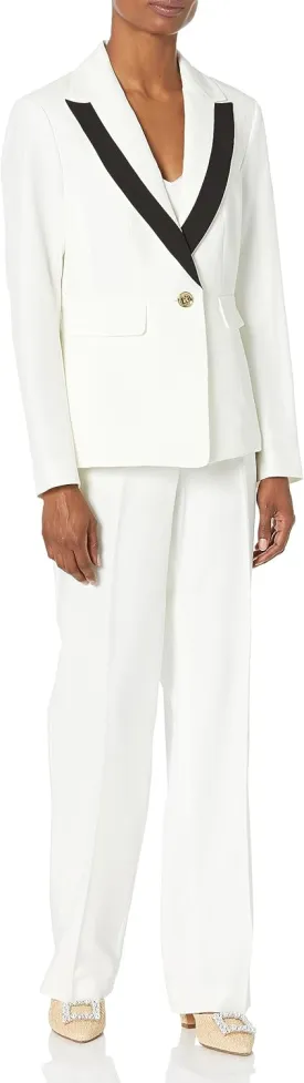 Women's Contrast Lapel Jacket/Pant Suit
