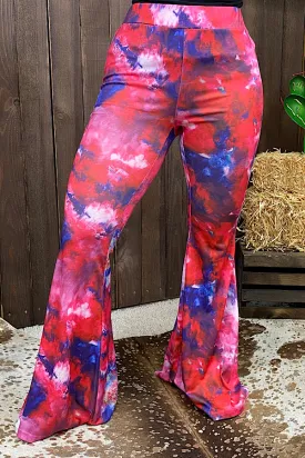 XCH8964 Multi color tie dye bell bottoms