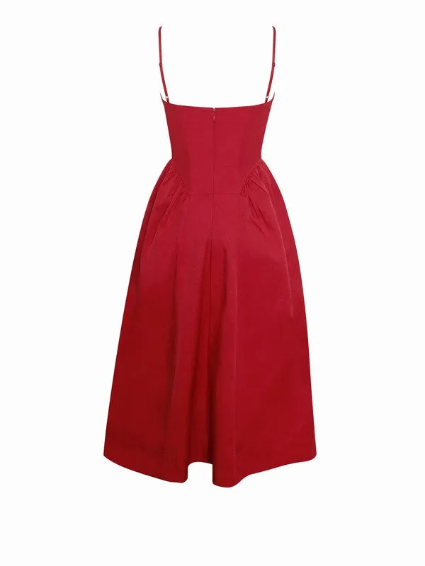 Zahra Red Lace Trim Dress